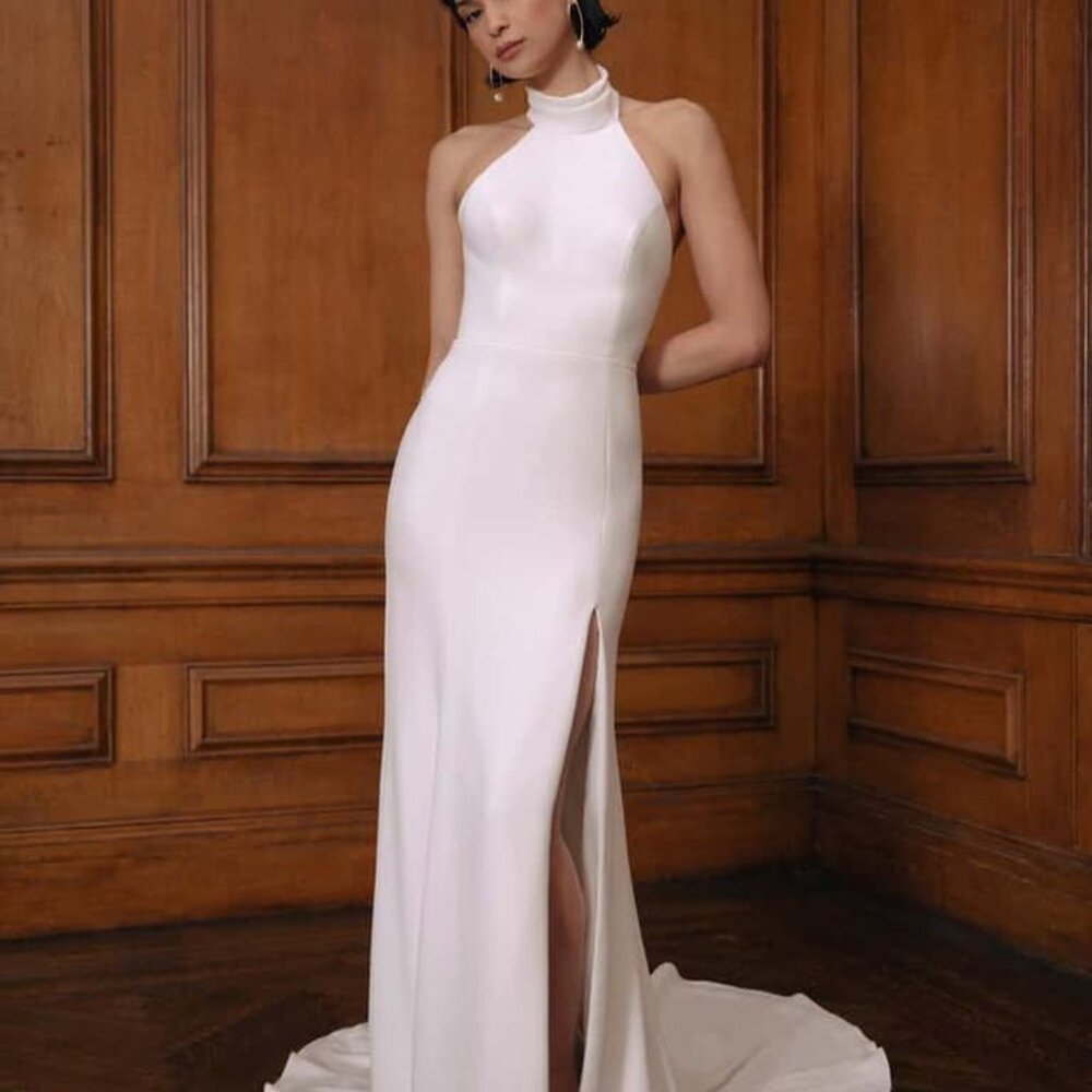 Jenny Yoo Justine Wedding Gown Size 12 NEW Crepe - Picture 3 of 10